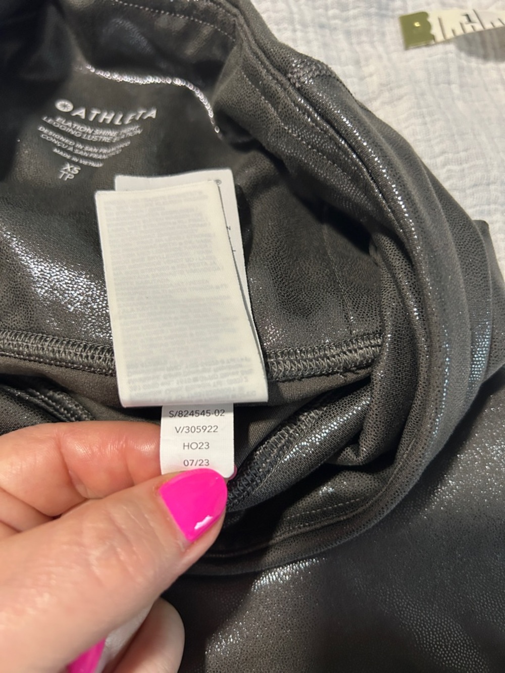 Athleta Metallic Silver 7/8 High-Waist Leggings. Athletic. Workout. Yoga. - Picture 6 of 9